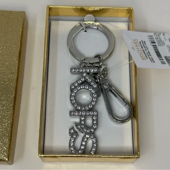 Michael Kors Jewel Key Fob NEW IN BOX -Silver tone - Picture 1 of 4